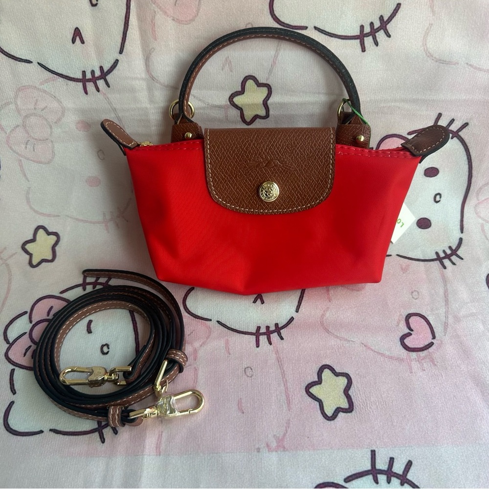 Longchamp Women's Red Mini Dumpling Bag With Shoulder Strap